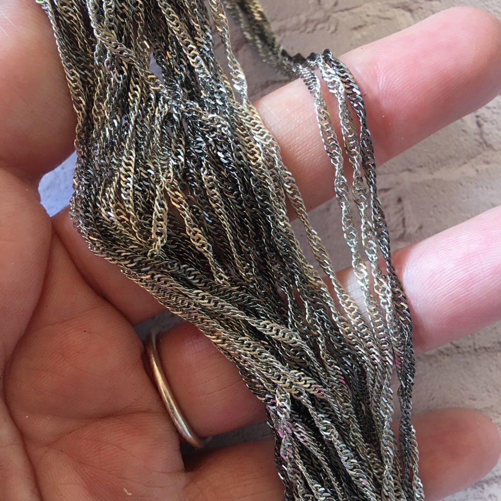 Gunmetal & Silver multi chain statement necklace - Picture 3 of 5